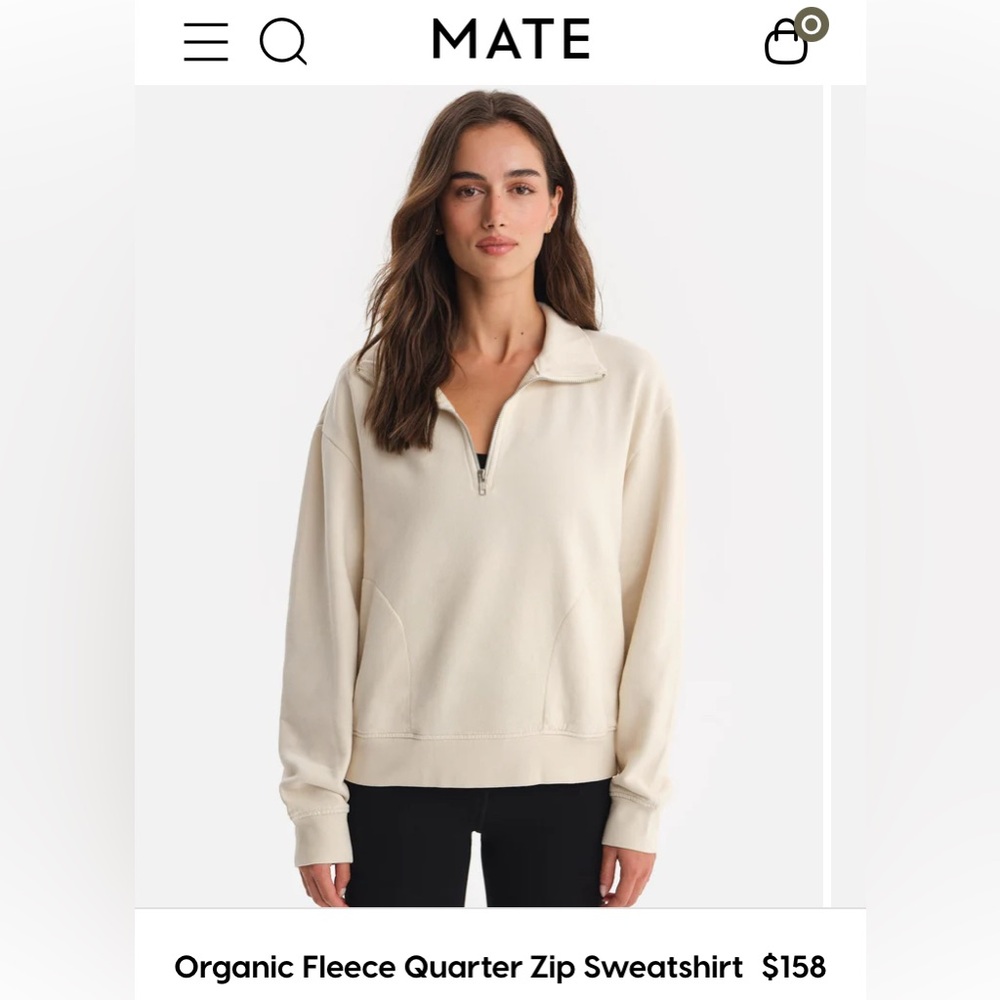 MATE The Label Organic Fleece Quarter Zip Sweatshirt - Pebble - XL